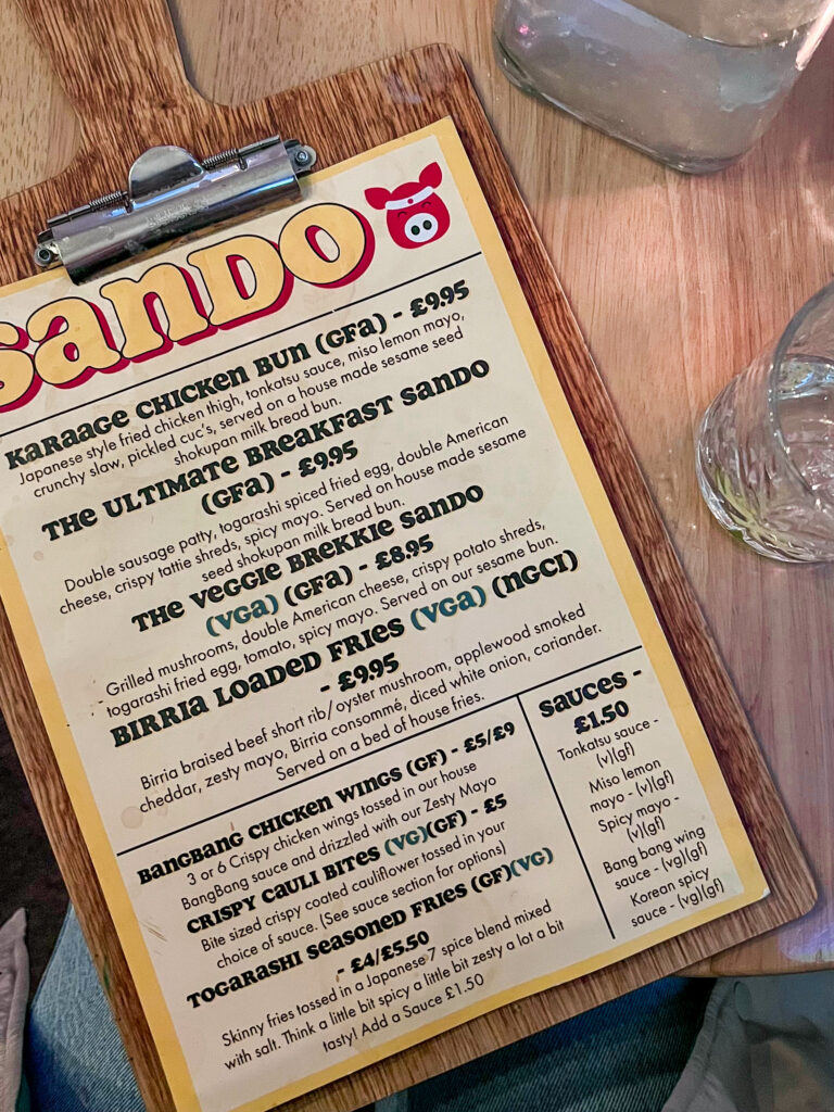 Sando menu