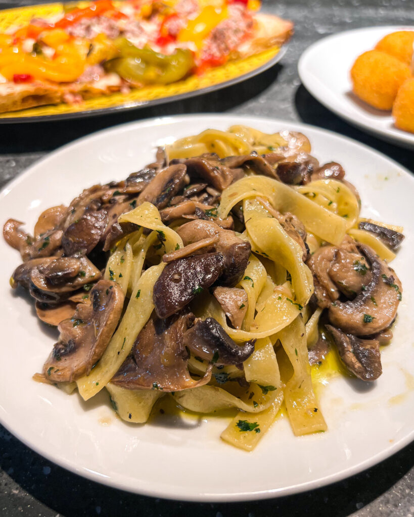 Mushroom pasta dish from Assaggini