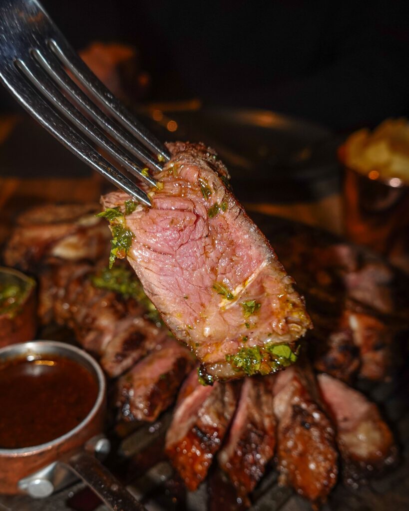 Close up of the porterhouse steak from chop house